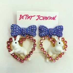 Betsey Johnson Bunny Heart Earrings